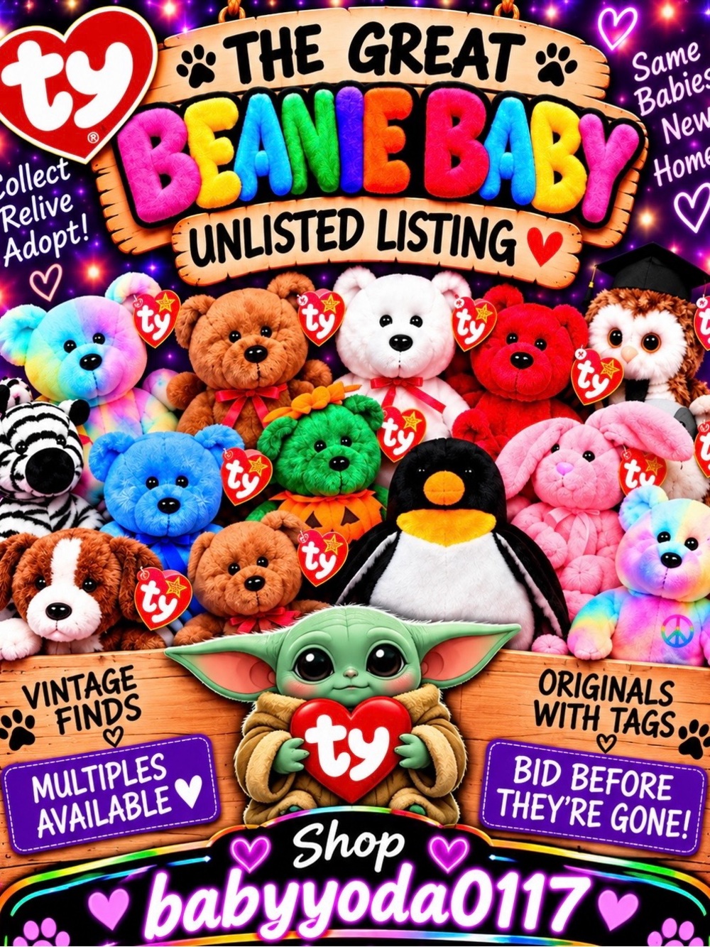 Ty Multicolor Beanie Baby Plush Assortment - Rainbow Colors
